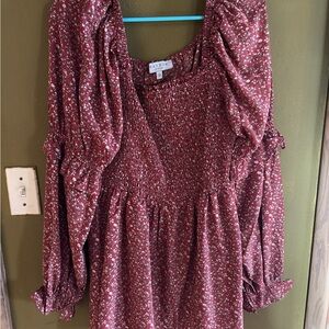 A New Day Women's Red Floral Top